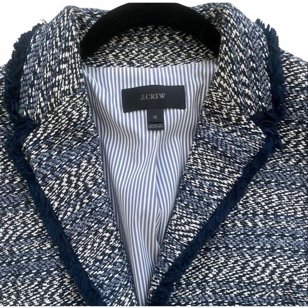 J. Crew Blue Tweed Blazer Tailored Suit Jacket- Size 12 - Picture 3 of 9